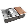 Nantucket Sinks Offset Double Bowl Prep Station Small Radius Undermount Stainless Sink with Accessories SR-PS-3219-OS-16